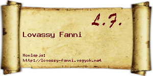 Lovassy Fanni névjegykártya